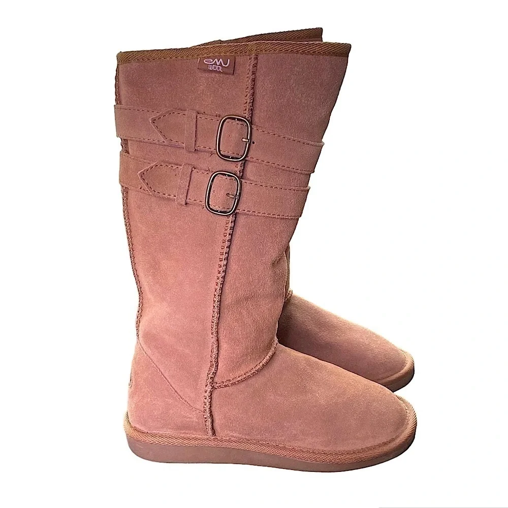 Emu Wool Tan Brown Winter Snow Boots with Buckle Accents Casual Size 6